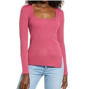 OPEN EDIT Rib Scoop Neck Dusty Pink Sweater Size: M NWT